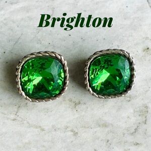 BRIGHTON Sparkleville Post Earring in Vibrant Green & Silver VINTAGE EUC